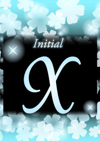 【X】イニシャル❤️お花-水色×黒-