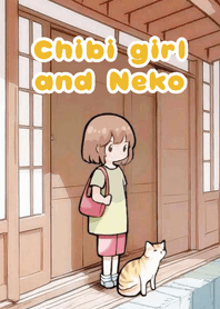 Chibi girl and Neko