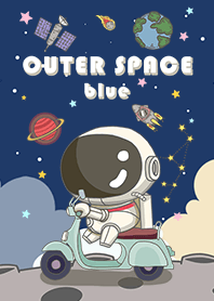 浩瀚宇宙-可愛寶貝太空人-摩托車-藍色星空2