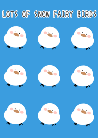 LOTS OF SNOW FAIRY BIRDS-BLUE-YELLOWj