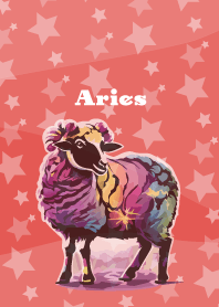 Aries constellation on red