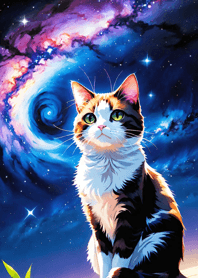 夜の月と星の猫 2b7ffc