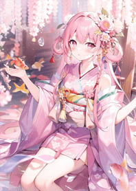 cherry blossom kimono girl