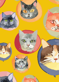 holiday cats4 on yellow