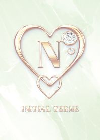 【 N 】 Heart Charm & Initial - Green