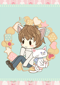 男の子＋白猫（小）