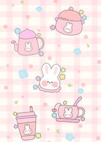 Little rabbit drinking tea