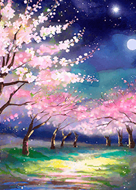 Beautiful night cherry blossoms#556
