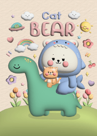Bear shark & little cat cute