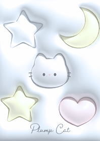 sky blue Cat, moon and stars 15_1
