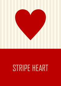 STRIPE HEART Red & Beige.