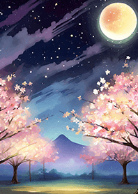 Beautiful night cherry blossoms#2908