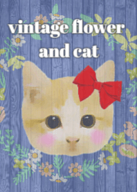 vintage flower and cat