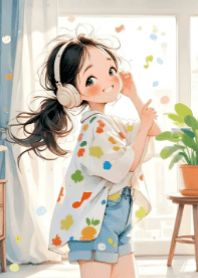 Cute Girl Listening to Music V.1 - jp