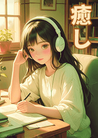 文藝生活-聽著音樂讀書的女孩5.4 草綠色