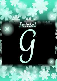 【G】イニシャル❤️お花-ミント×黒-