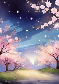 Beautiful night cherry blossoms#740