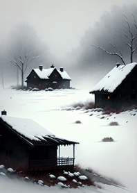Peaceful snowy mountain cabin 8A5EA4
