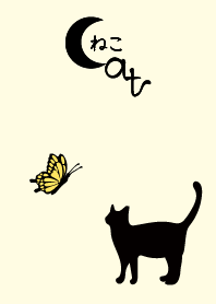 Cat silhouette&butterfly5. -Yellow-