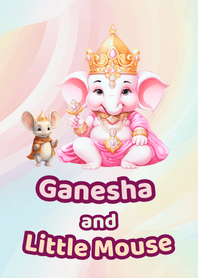 พระพิฆเนศสีชมพูและหนูมุสิกะในธีมพาสเทล