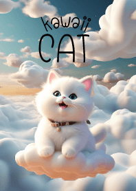 Kawaii White Cat in Could Theme (JP)