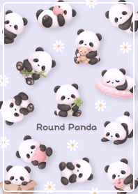 purple A chubby panda and flowers