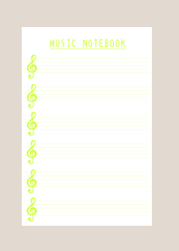 YELLOW GREEN COLOR MUSICAL NOTES/BEIGE