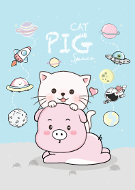 หมูกับแมว สีฟ้า