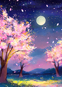 Beautiful night cherry blossoms#849