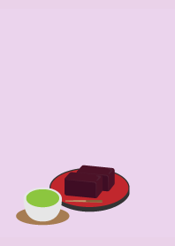 Yokan and tea on light purple