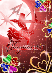Sagittarius -four Leaf Clover Moon Red-