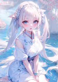 白い桜の女の子