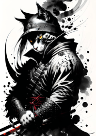Ink wash cat samurai 63CBe4