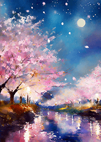 Beautiful night cherry blossoms#522