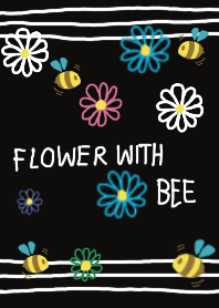 Flower with Bee - Black
