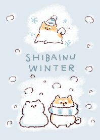 simple Shiba Inu winter white blue