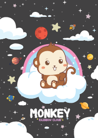 Monkey Rainbow Cloud Black