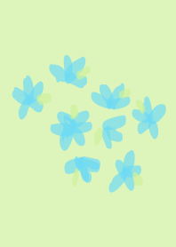 Painted Blue Green Flowers, Summer Love