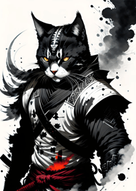 Ink wash cat samurai 9Ee6b8
