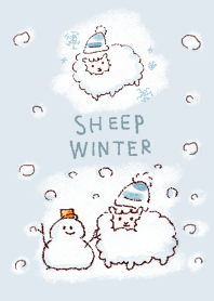 簡單的 羊 冬天 白色 藍色