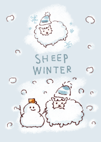 simple sheep winter white blue.