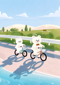 The bear and his beloved bicycle.