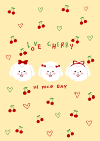Dog love cherry minimal yellow cute
