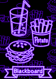 Blackboard -Purple neon food-