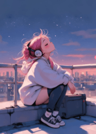Cute Girl Listening to Music V.2