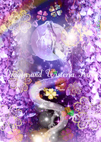 願いが叶う✨月と藤の花 昇龍 幻想的世界