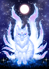 Full moon and a nine-tailed fox