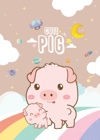 เจ้าหมูน้อย สายรุ้ง สีน้ำตาล