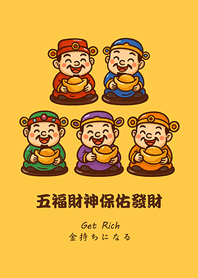 Five Fortune Gods Bring Wealth(yellow3)
