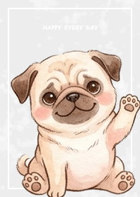 Pug/Marble/Grey